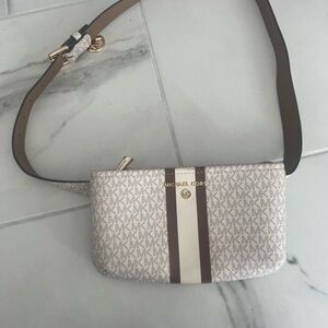 Michael Kors White and Brown Crossbody Bag